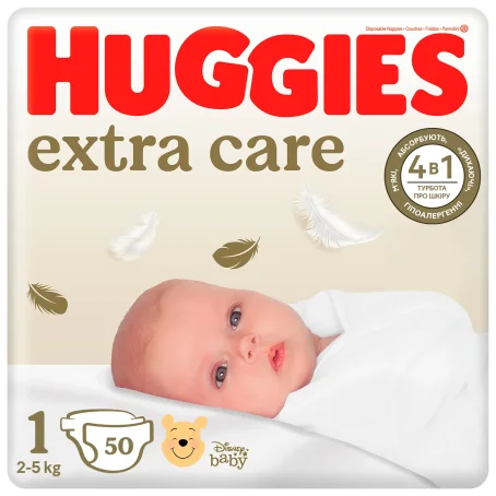 Подгузники Huggies Extra Care размер 1 (2-5 кг) 50 шт