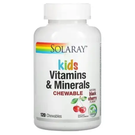 Вітаміни та мінерали Solaray Children's Chewable Vitamins and Minerals для дітей, 120 жувальних цукерок