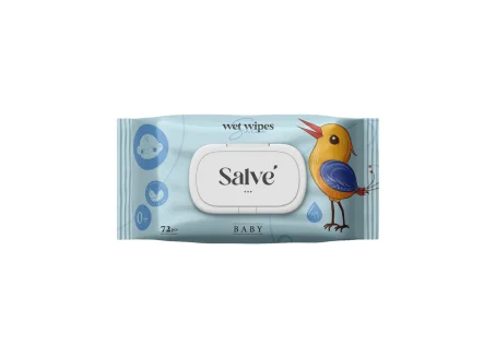 Салфетки влажные детские Salve синие, 72 шт