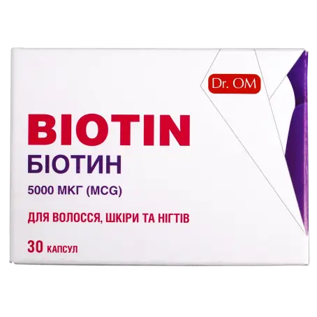 Біотин 5 000 мкг Dr.OM, 30 капсул