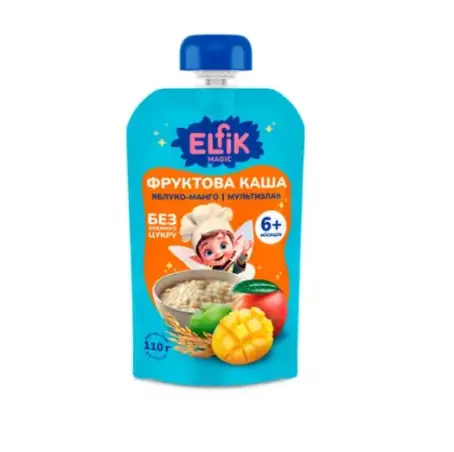 Каша фруктовая Elfik Magic Яблоко-манго и Мультизлак, 110 г, doy-pack