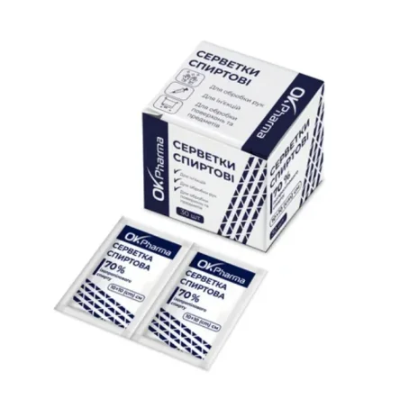 Серветки спиртові OK Pharma 10х10 см, 30 шт