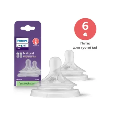 Соска силиконовая Philips Avent Natural Response SCY966/02 для густой еды, 2 шт.