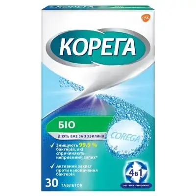 Корега табл. БіоФормула для очистки зубн. протезів №30 табл.