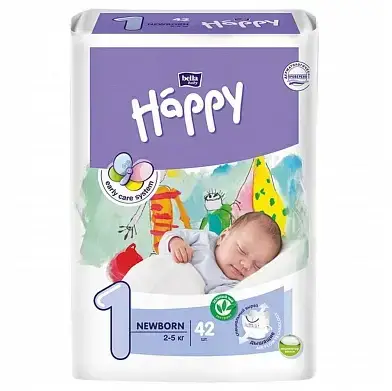 Підгузки Happy Bella Baby newborn, розмір 1, 2-5, 42 шт