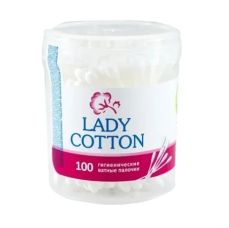 Ватні палички Lady cotton у круглій банці, 100 шт