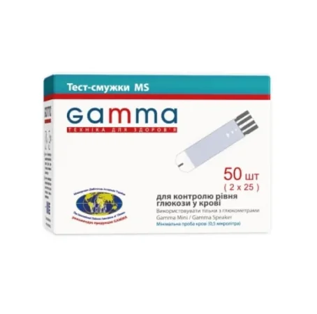 Тест-полоски Gamma MS Mini/Speaker для глюкометра, 50 шт