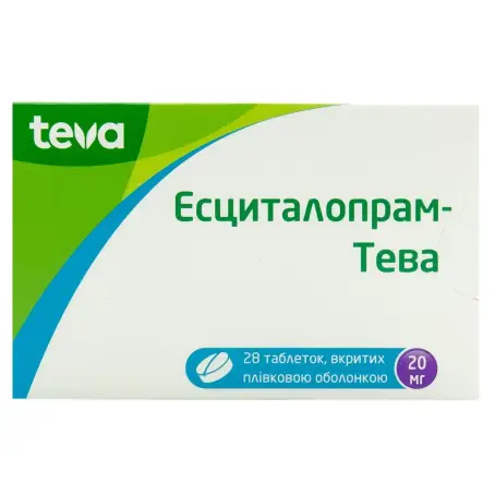 Эсциталопрам-Тева таблетки покрытые пленочной оболочкой 20 мг блистер №28