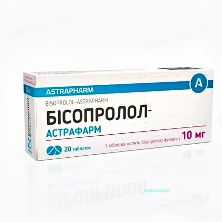 БІСОПРОЛОЛ-АСТРАФАРМ 10 мг №20 табл.