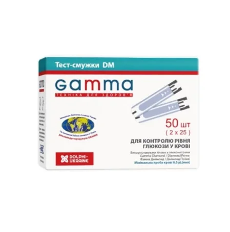 Тест-полоски Gamma DM для глюкометра, 50 шт