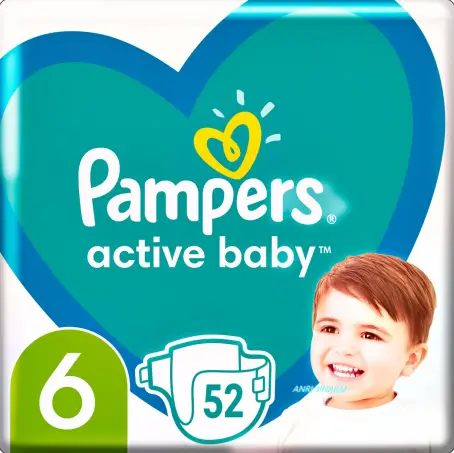 Подгузники PAMPERS ACTIVE BABY Extra Large 6 ,13-18 кг (Extra Large) 52 шт. 