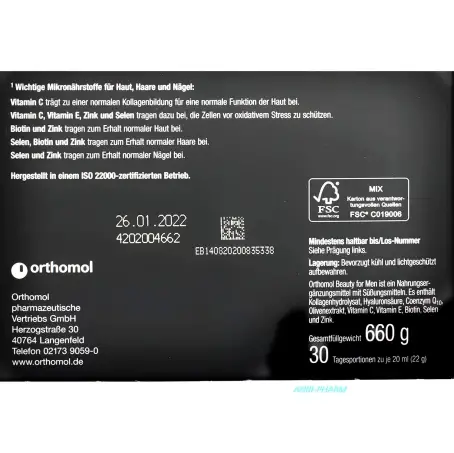 ОРТОМОЛ БЬЮТИ Д/МУЖ. д/улучш. сост. кожи, ногт. и волос №30 питьев. бут.