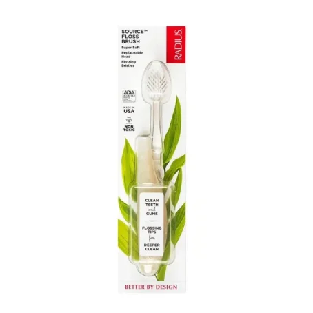 Зубная щетка Radius Source Floss Brush супер мягкая, крахмал, 1 шт.