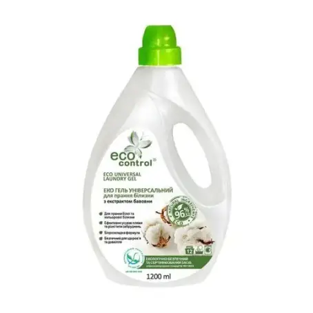 Універсальний гель для прання білизни Eco Control з екстрактом бавовни 1,2 л