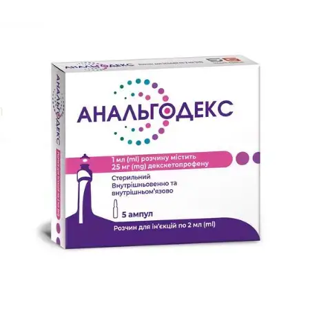 Анальгодекс розчин д/ін. 25 мг/мл по 2 мл №5 в амп.