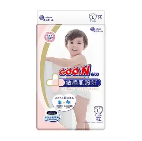Підгузки Goo.N Plus на липучках, розмір L (9-14 кг), 54 шт