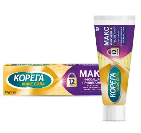 Корега макс. фікс+прилягання крем д/фікс. зубн. протезів 40 мл