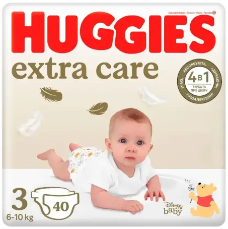 Підгузки Huggies Extra Care дитячі розмір 3 6-10 кг 40 шт