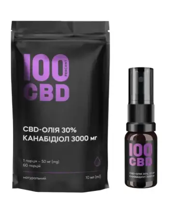 CBD-олія 30% канабідіол 3000 мг, 10 мл, скл.флакон зі спрей-ковпачком