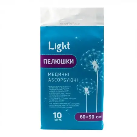 Пелюшки Light одноразові поглинаючі 60 см х 90 см, 10 штук