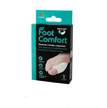 Подушка гелевая Milplast Foot Comfort защитная при вальгусной деформации большого пальца стопы, размер универсальный, 1 штука