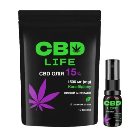 CBD МАСЛО 15% со вкусом мяты, 10 мл. ТМ CBD life, РОЯЛФАРМ