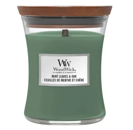 WOODWICK 1721697E СВЕЧКА Средняя Листья Мяты и Дуб 275г.