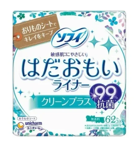 Прокладки гигиенические ежедневные Unicharm Sofy Hadaomoi Clean Plus, 62 шт