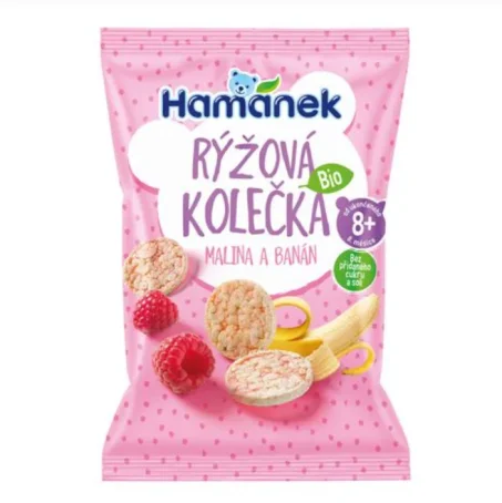 Дитячі органічні рисові хлібці Hamanek Малина та банан, 35 г