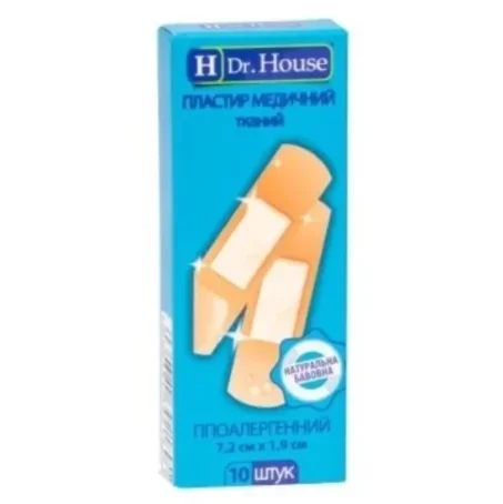Пластырь Dr. House (Др.Хаус) бактерицидный на тканевой основе, 7,2 см*1,9 см, 10 шт.