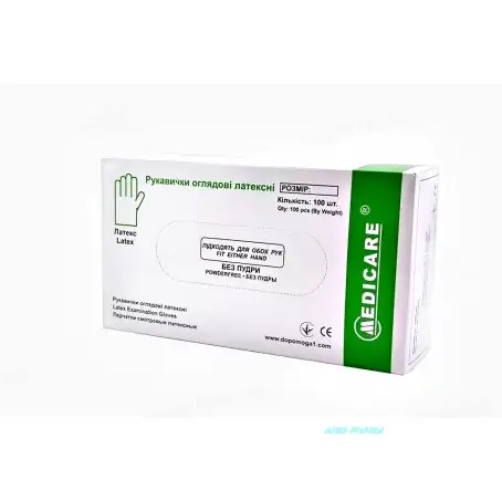 РУКАВИЧКИ ОГЛЯД. MEDICARE р.S латекс. н/стер. б/пудр. хлор. текстур. EG-1211-S