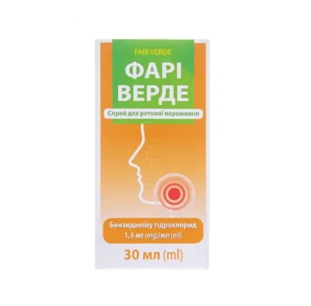 Фарі верде спрей д/рот. порож. 1.5 мг/мл по 30 мл у конт.