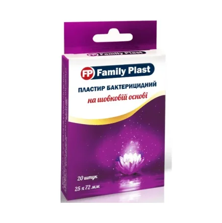 Пластырь медицинский «FP Family Plast» бактерицидный на шелковой основе 25 мм х 72 мм, 20 шт
