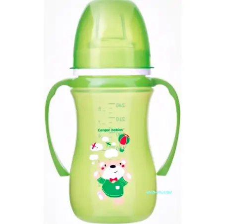 CANPOL ЧАШКА ТРЕНУВ. EasyStart Sweet fun з ручк. і силік. носик. 240 мл зел. 35/208