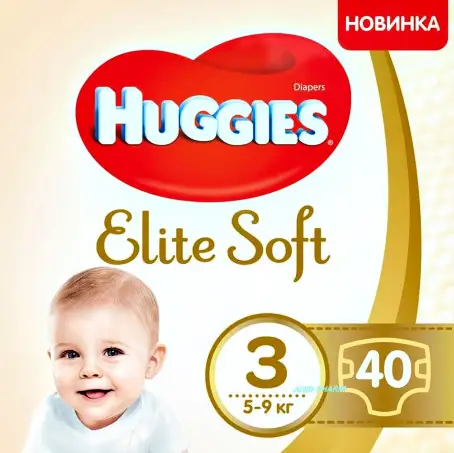 HUGGIES ELITE SOFT 3 Підгузки  5-9 кг, 40 шт