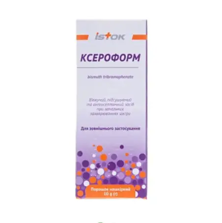 Ксероформ порошок н/к по 10 г во флак. полим. с насад.