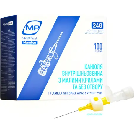 КАНЮЛЯ В/В MP MEDPLAST Nanoflon 24G 0,7 х 19 мм