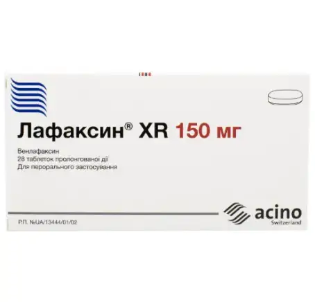 Лафаксин XR Асіно таблетки пролонгованої дії по 150 мг 2 блістера по 14 шт