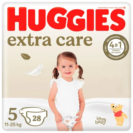Подгузники Huggies Extra Care детские размер 5 11-25 кг 28 шт