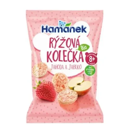 Детские органические рисовые хлебцы Hamanek Клубника и яблоко с 8 мес, 35 г