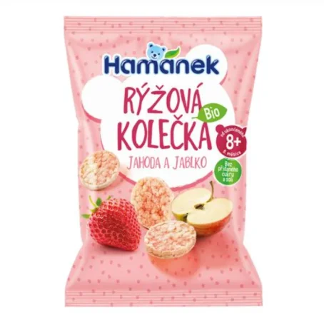 Дитячі органічні рисові хлібці Hamanek Полуниця та яблуко, 35 г