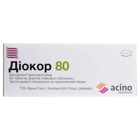 Діокор 80 таблетки вкриті плівковою оболонкою 80 мг/12,5 мг №90