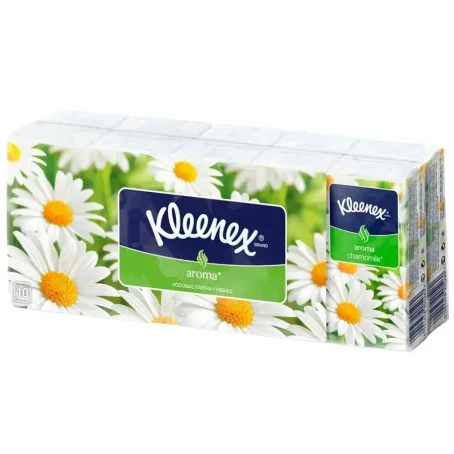 Хусточки паперові Kleenex Aroma з ароматом ромашки, 10 шт х 10 уп