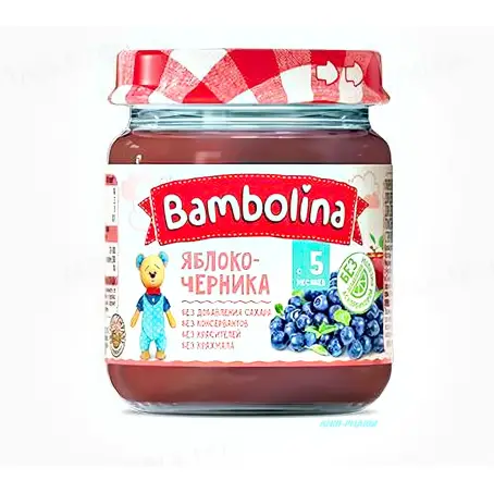 ПЮРЕ BAMBOLINA ЯБЛОКО-ЧЕРНИКА 100 Г