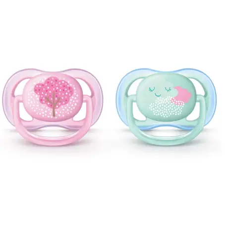 Пустышка Philips Avent Ultra Air с декором, 0-6 мес, 2 шт. (SCF343/20)