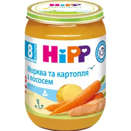 HIPP пюре морква і картопля з лососем з 8 міс. 190 г