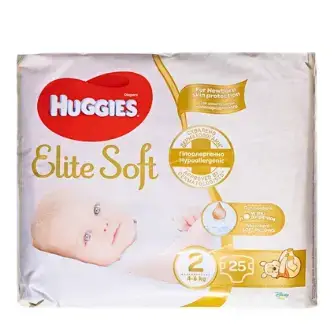Підгузки Huggies Elite Soft дитячі, розмір 2, 4-6 кг, 25 шт