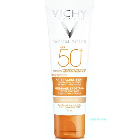 VICHY КАПІТАЛЬ СОЛЕЙ КРЕМ СОНЦЕЗАХ. тонуюч. 3-в-1 проти пігмет. плям SPF 50+ 50 мл