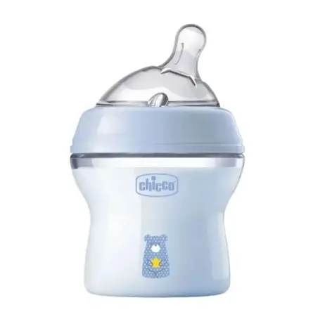 Пляшечка для годування Chicco Natural Feeling, Color, з силіконовою соскою, 150 мл, блакитний