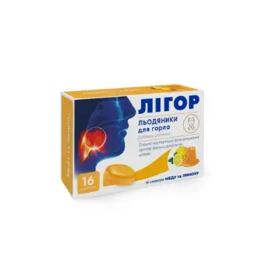 Лигор Леденцы для горла со вкусом меда и лимона №16